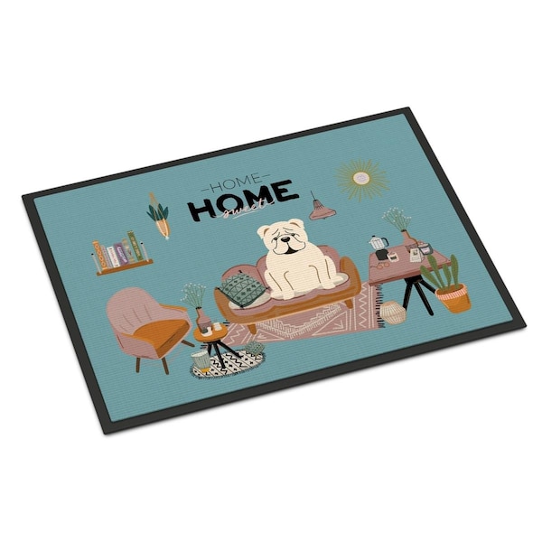 Carolines Treasures 18 x 27 in. White English Bulldog Sweet Home Indoor or Outdoor Mat CK7968MAT - main